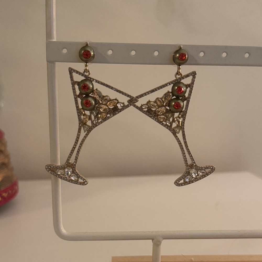 BaubleBar Gold and Red Cocktail Earrings